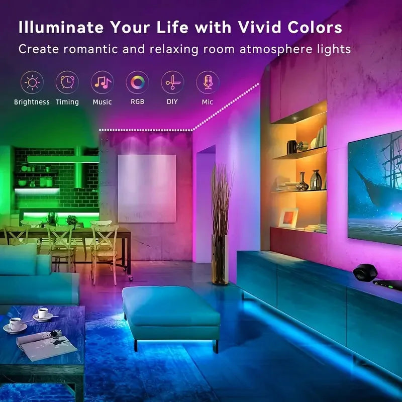 WIFI RGB LED Strip Light 5050 Bluetooth APP Control Led Flexible Diode Decoration For Festival Party TV Desk Bedroom