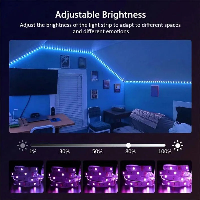 WIFI RGB LED Strip Light 5050 Bluetooth APP Control Led Flexible Diode Decoration For Festival Party TV Desk Bedroom